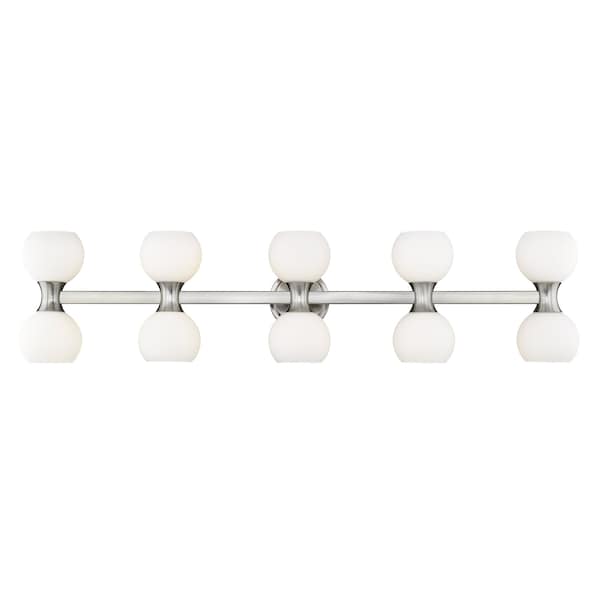 Z-Lite Artemis Vanity, 10-Light, 6.5 In.W x 45 In.L x 10.75 In.H, Brushed Nickel/Matte Opal 494-10V-BN - main
